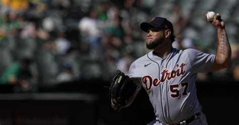 Rodriguez and Detroit relievers combine to blank Oakland 2-0 in A’s last home game